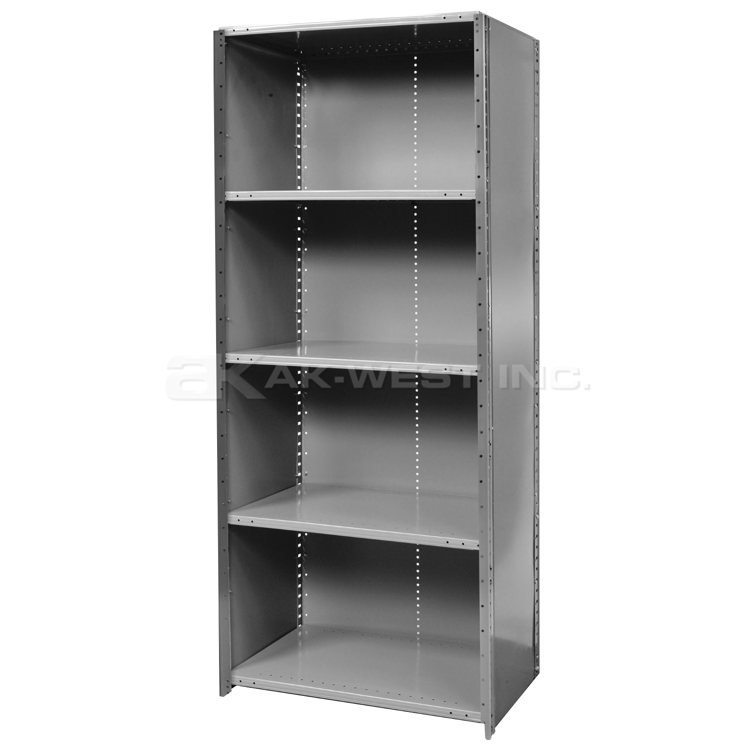 Grey, Heavy-Duty, 18" x 36" x 79" Free Standing, Closed 5 Shelf Steel Shelf Kit