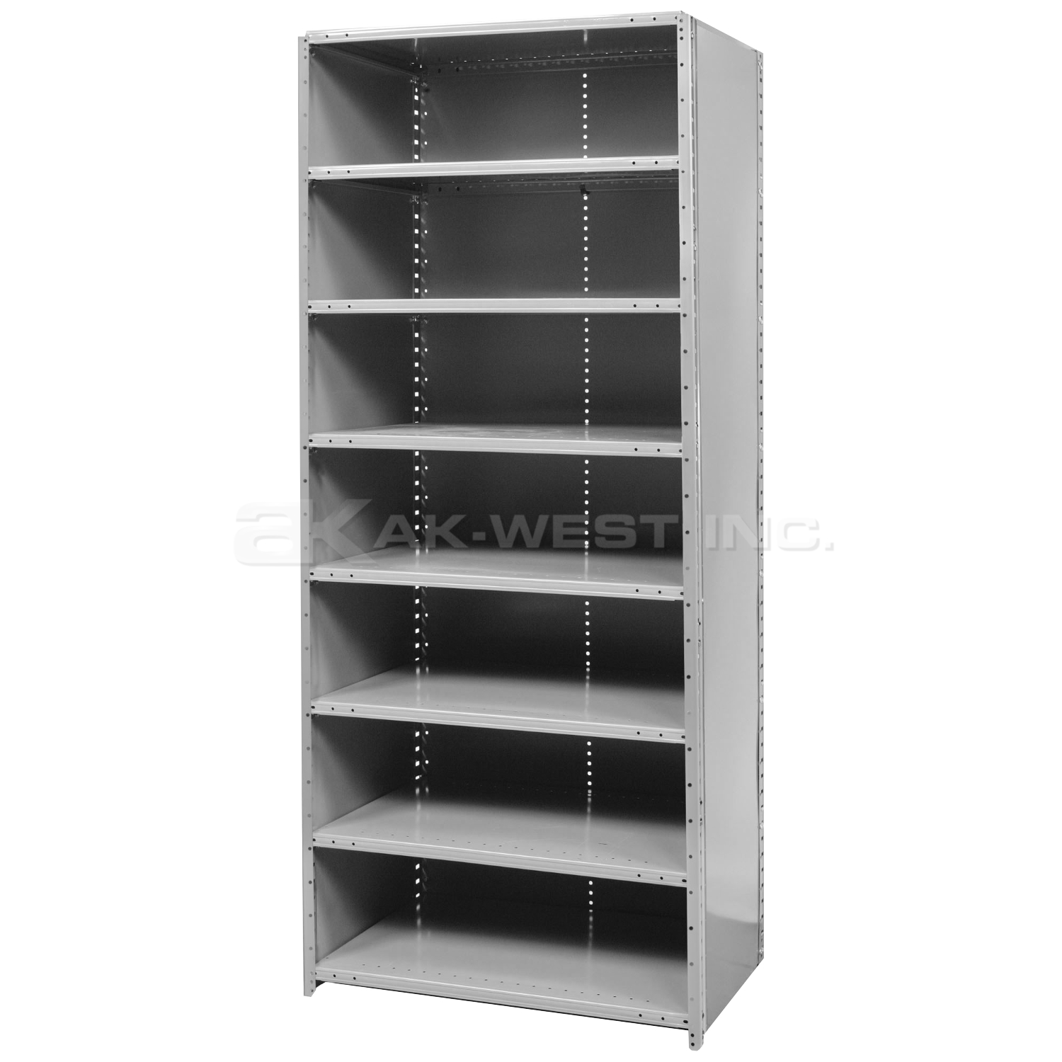 Grey, Heavy-Duty, 24" x 36" x 79" Free Standing, Closed 8 Shelf Steel Shelf Kit