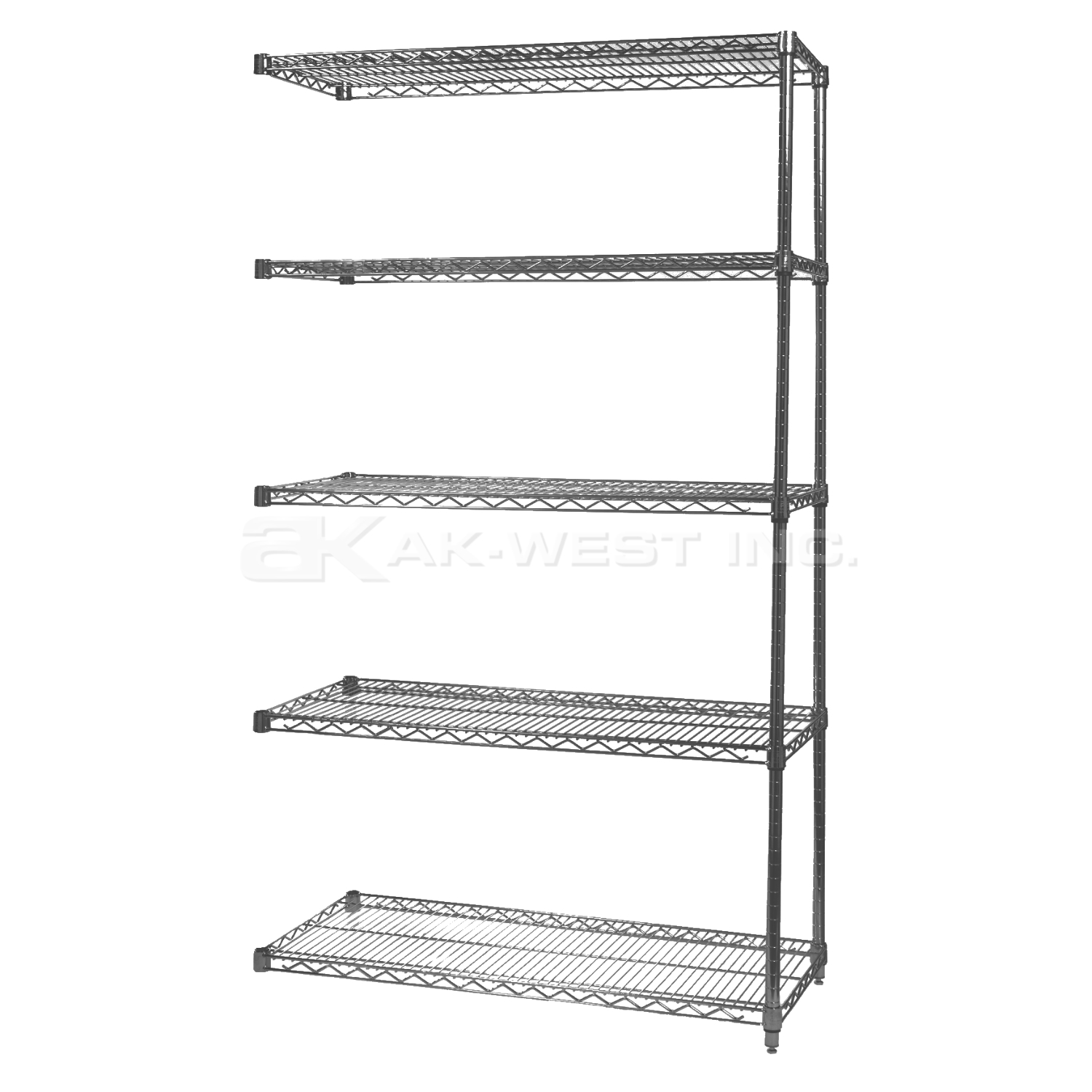 Grey, 12"D x 48"W x 86"H, 5 Shelf, Wire Shelving Adder Kit