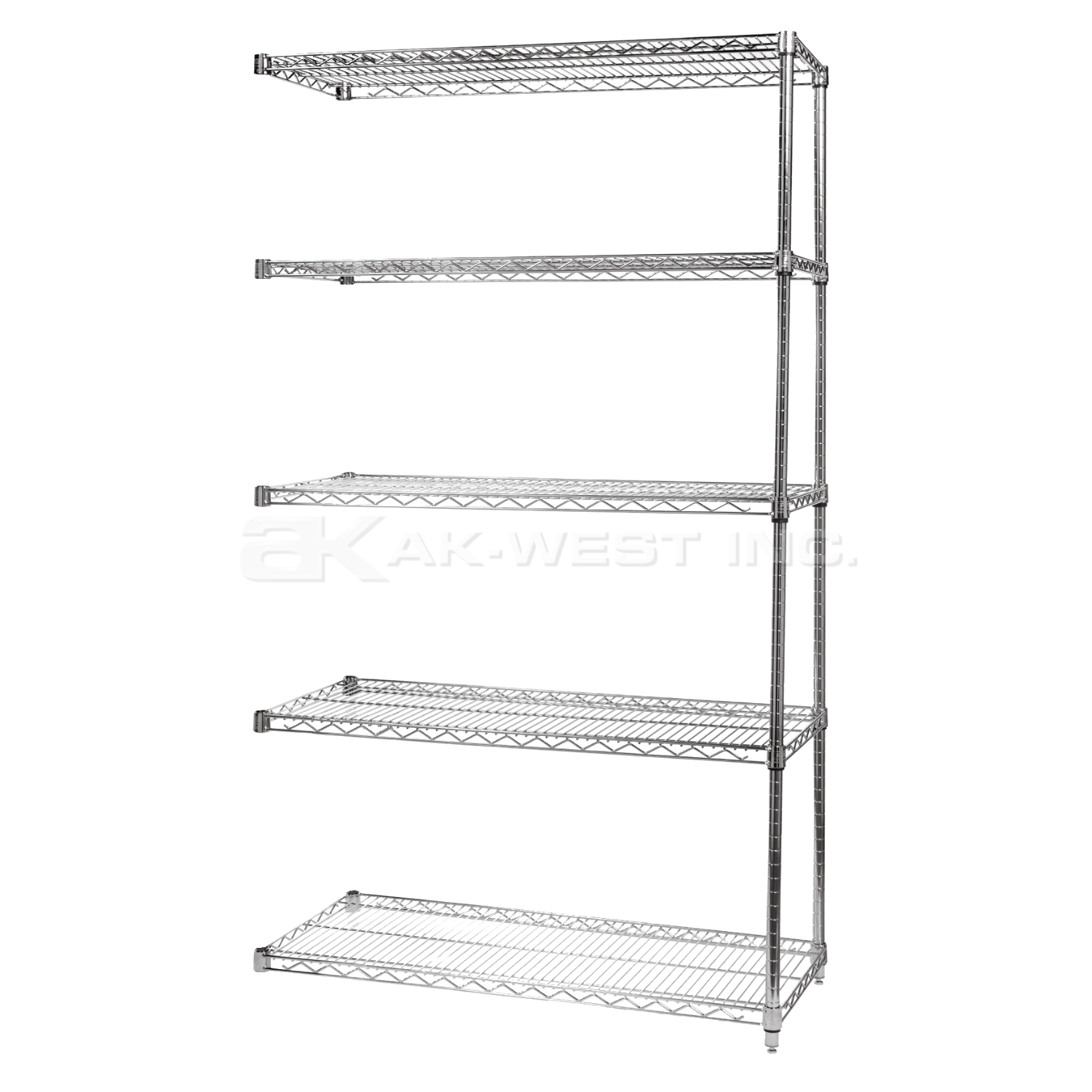 Chrome, 18"D x 48"W x 86"H, 5 Shelf, Wire Shelving Adder Kit