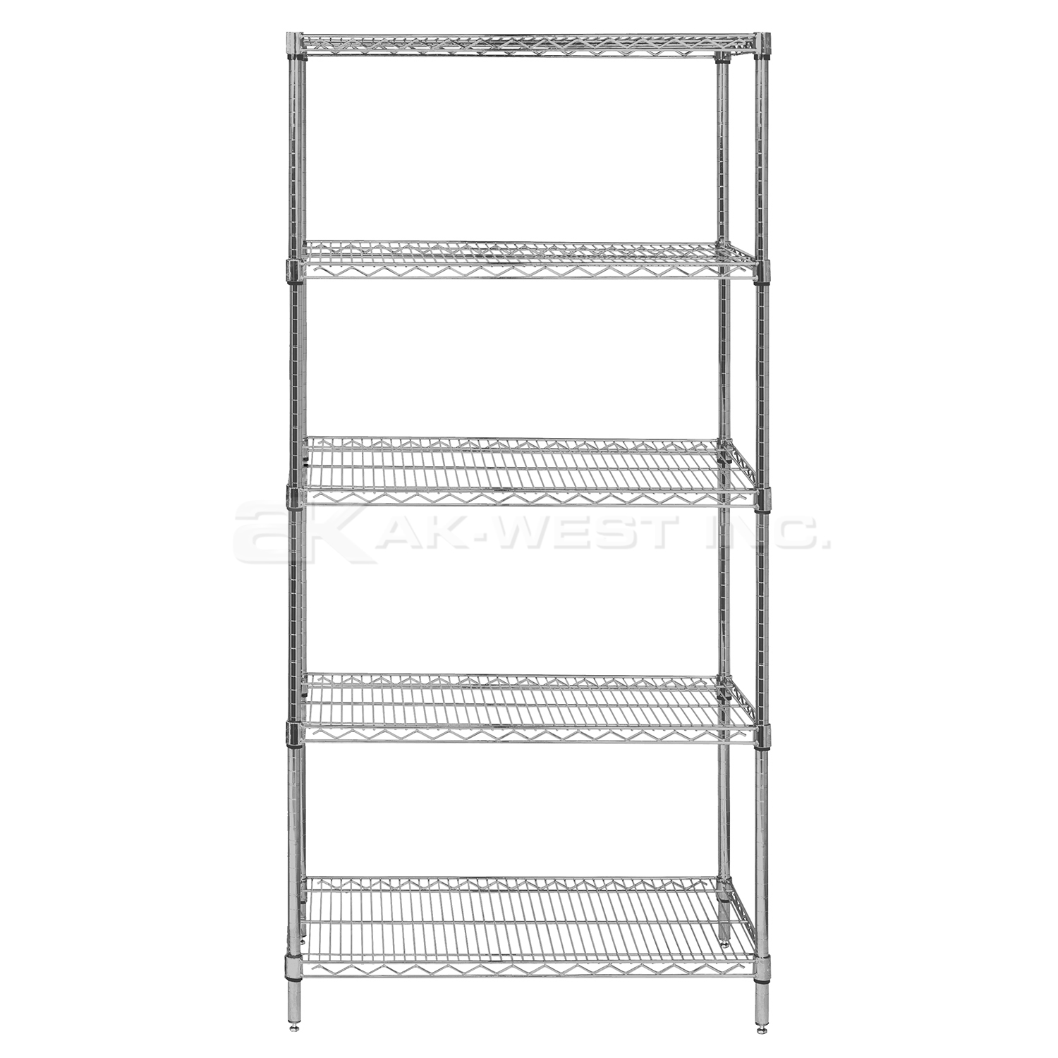 Chrome, 24"D x 36"W x 86"H, 5 Shelf, Wire Shelving Starter Kit