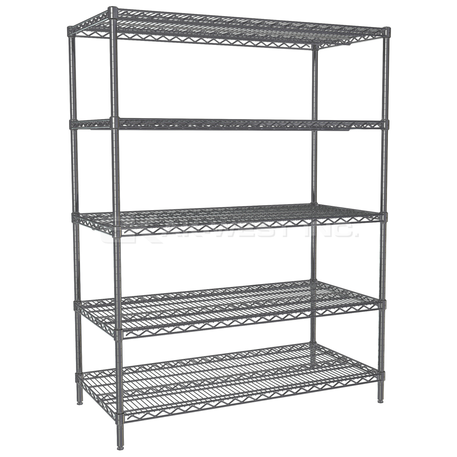 Grey, 12"D x 48"W x 96"H, 5 Shelf, Wire Shelving Starter Kit