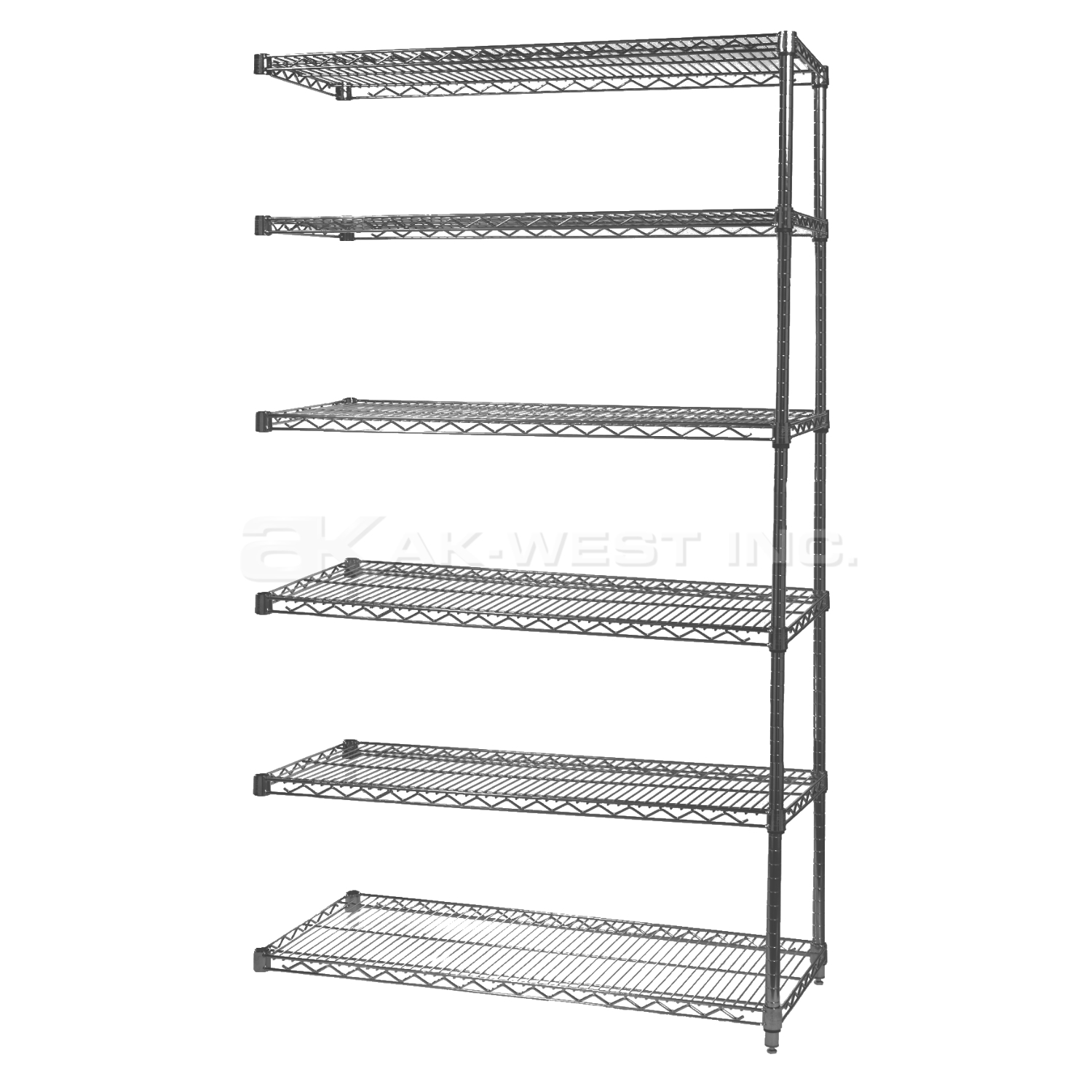 Grey, 18"D x 48"W x 96"H, 6 Shelf, Wire Shelving Adder Kit