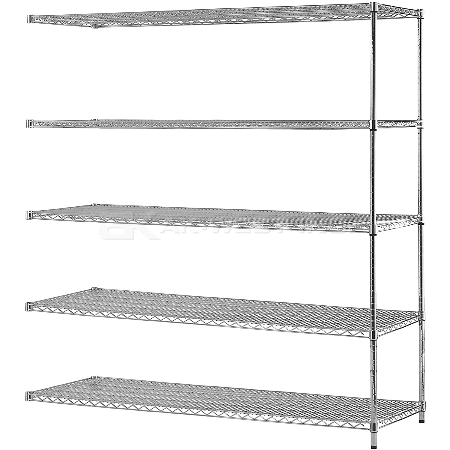 Chrome, 18"D x 72"W x 96"H, 5 Shelf, Wire Shelving Adder Kit