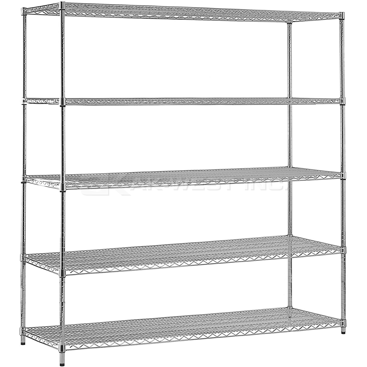 Chrome, 18"D x 72"W x 96"H, 5 Shelf, Wire Shelving Starter Kit