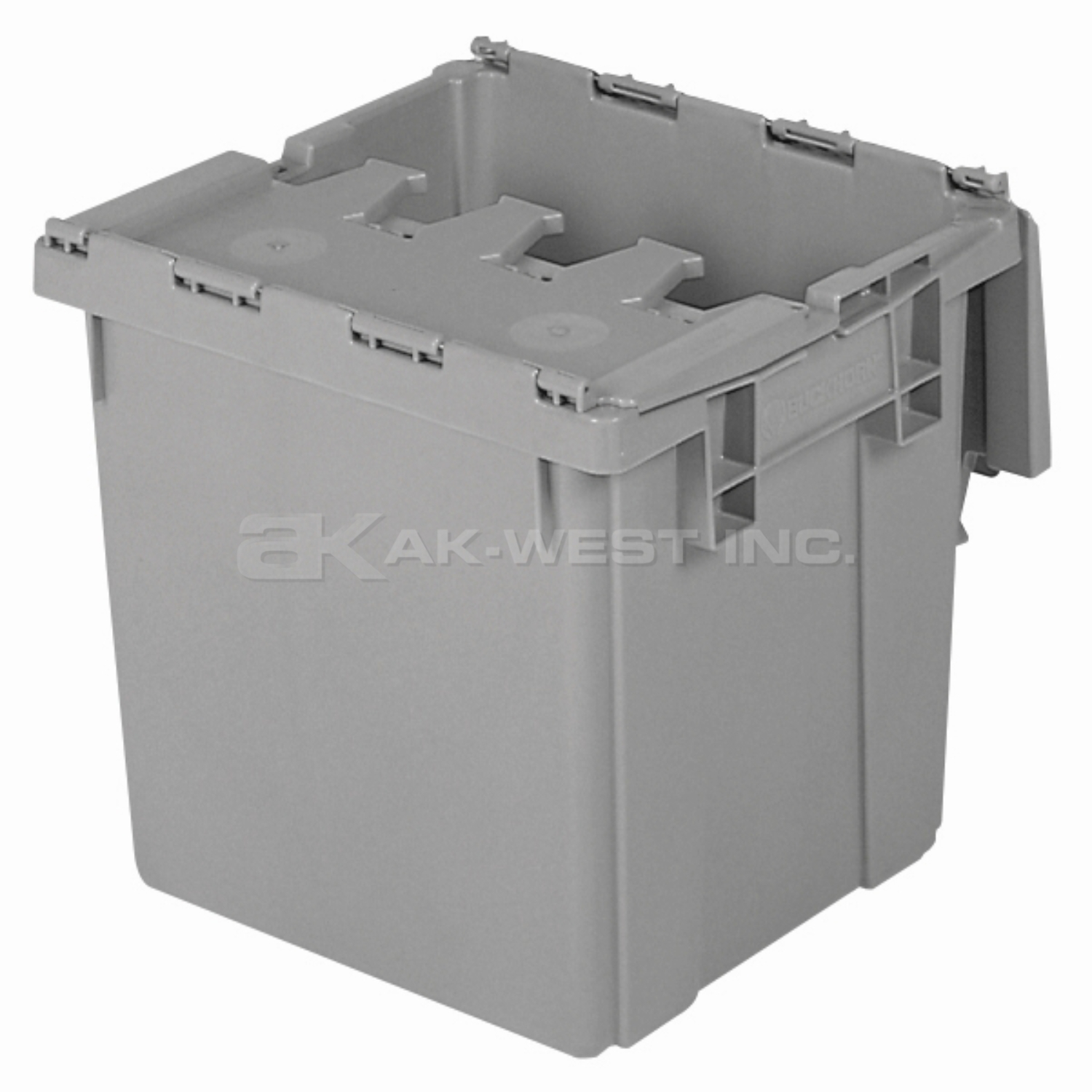 Grey, 15" x 14" x 13", Attached Lid Container