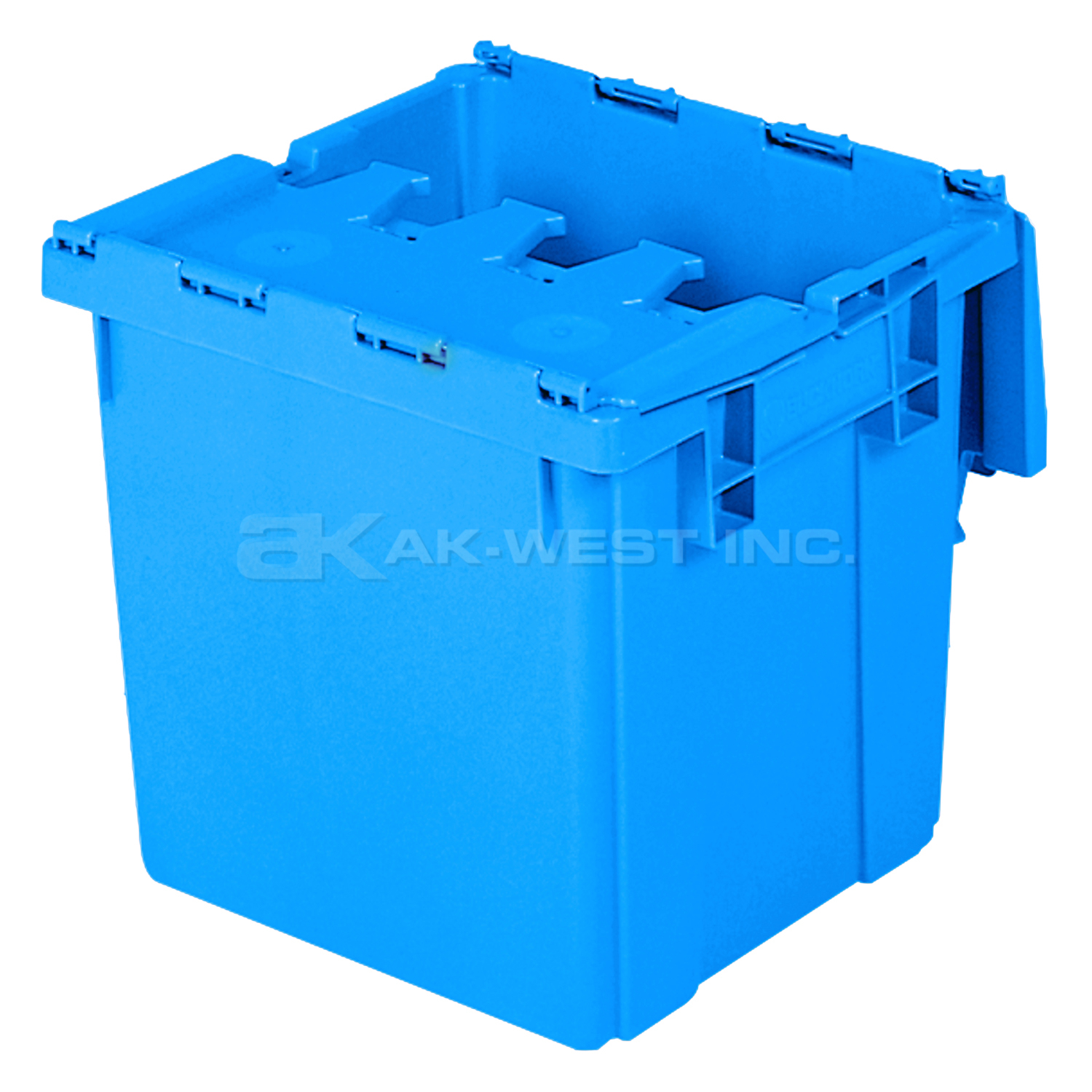 Blue, 15" x 14" x 13", Attached Lid Container
