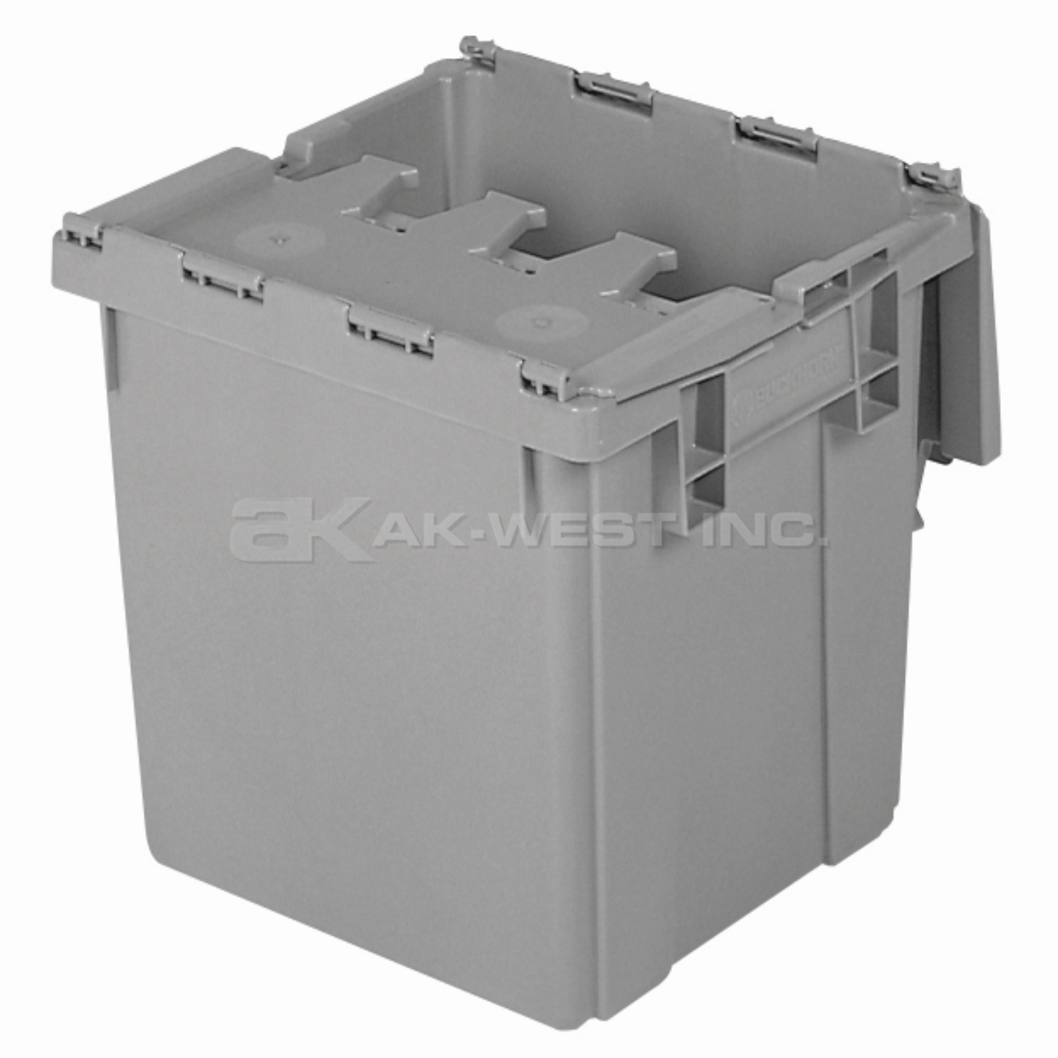 Grey, 15" x 14" x 15", Attached Lid Container