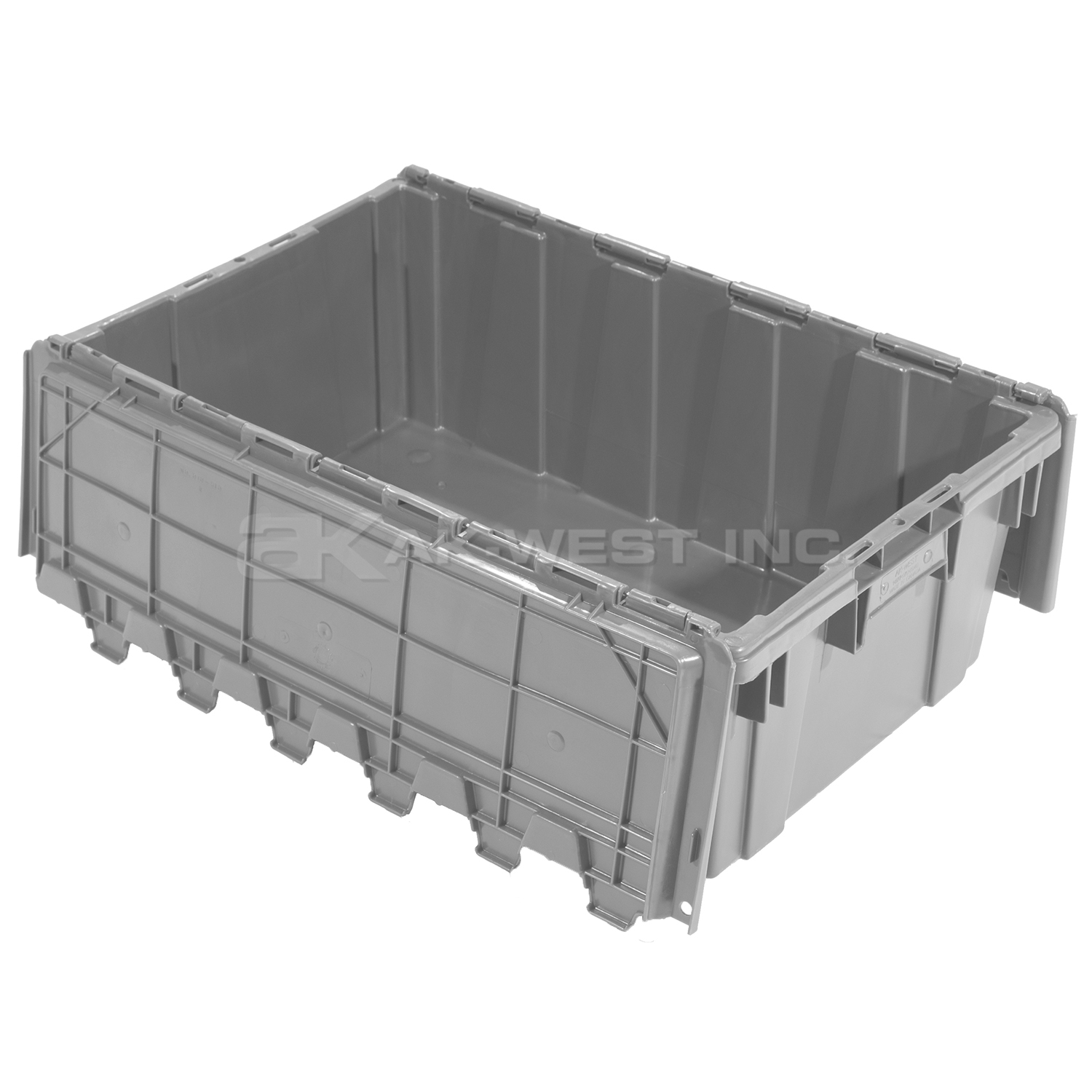 Grey, 27" x 17" x 9", Attached Lid Container
