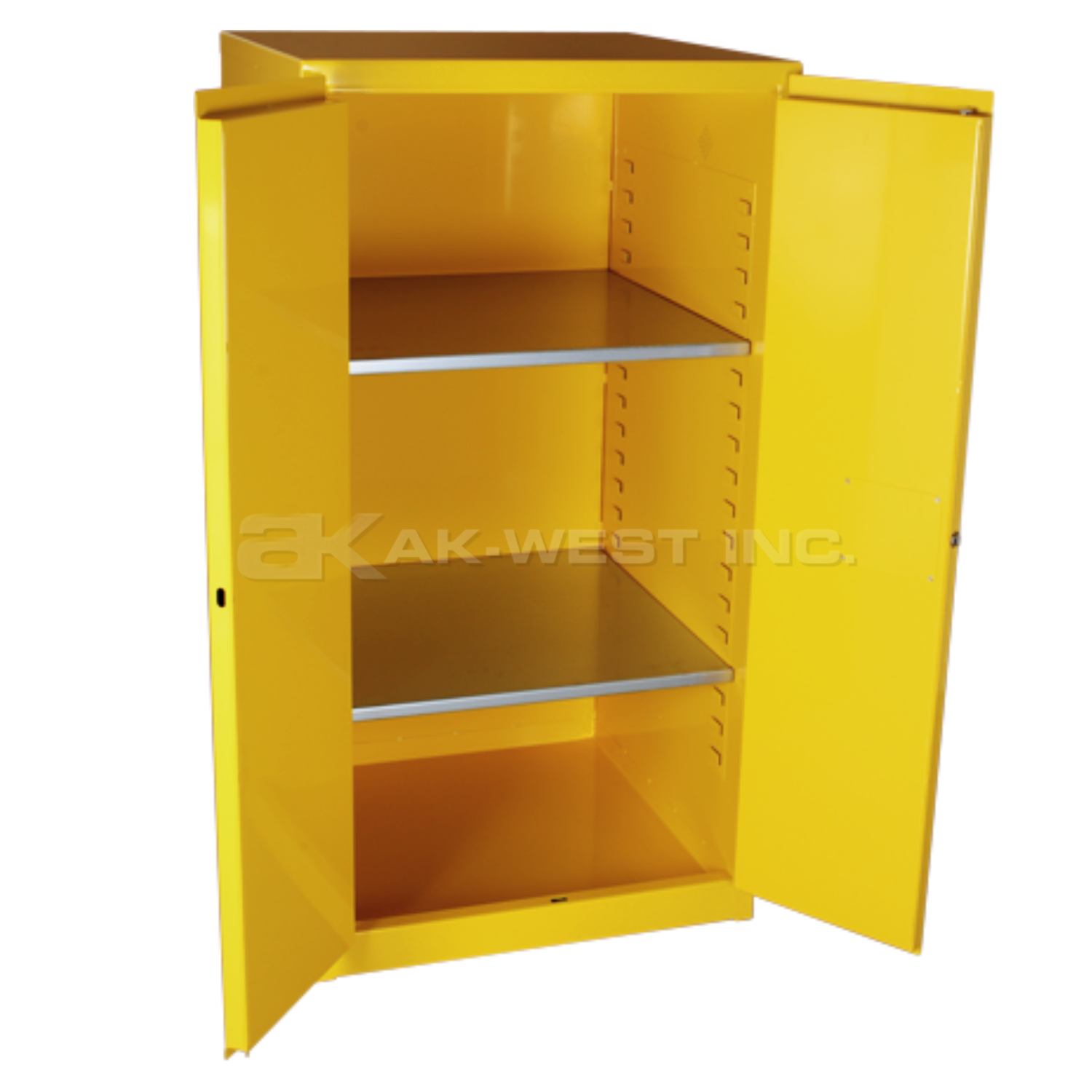 Yellow, 34"L x 34"W x 65"H, 60 Gallon, 2 Door, Manual Close, 2 Shelf, Safety Flammable Cabinet