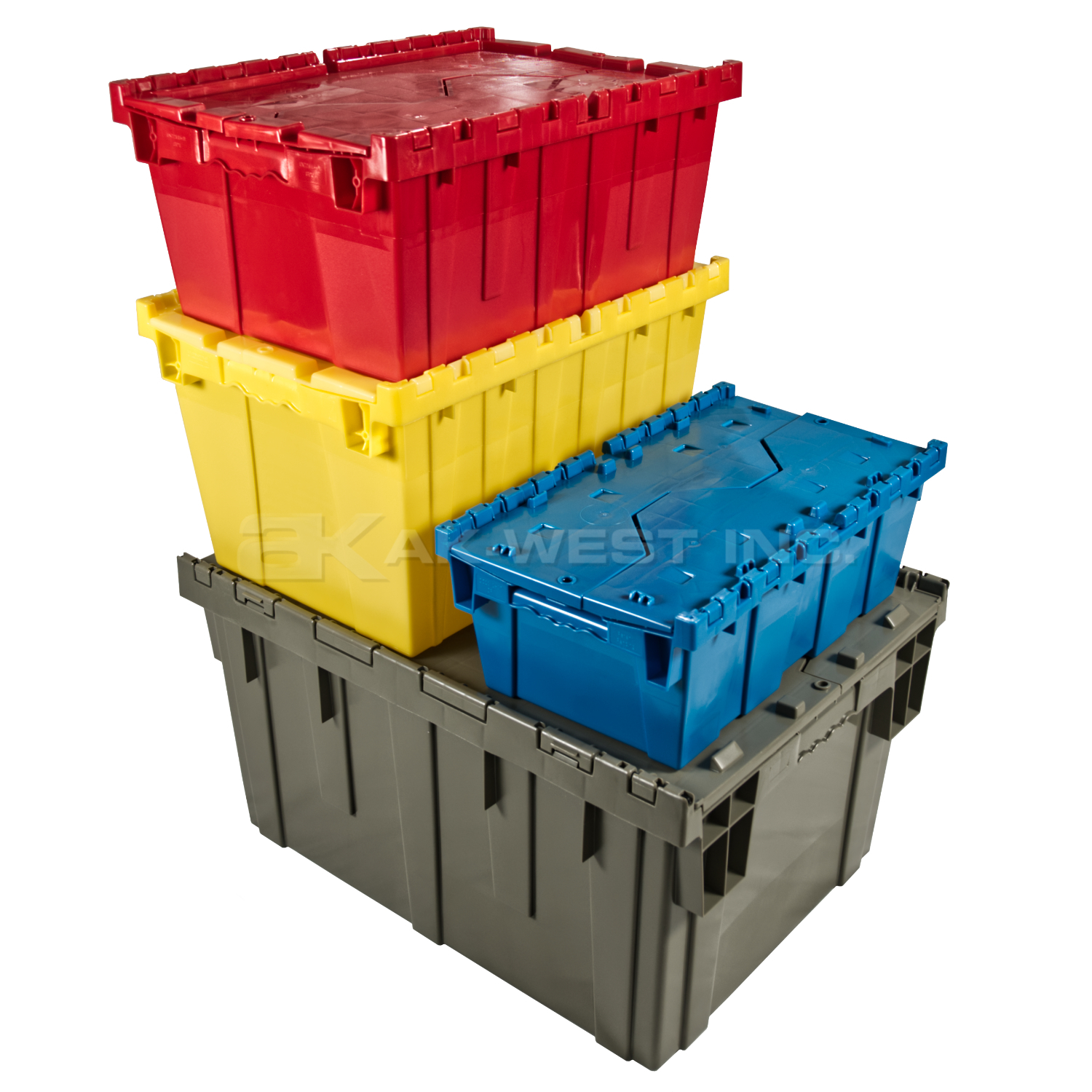 Yellow, 21" x 15" x 12" Attached Lid Container, Traction Bottom