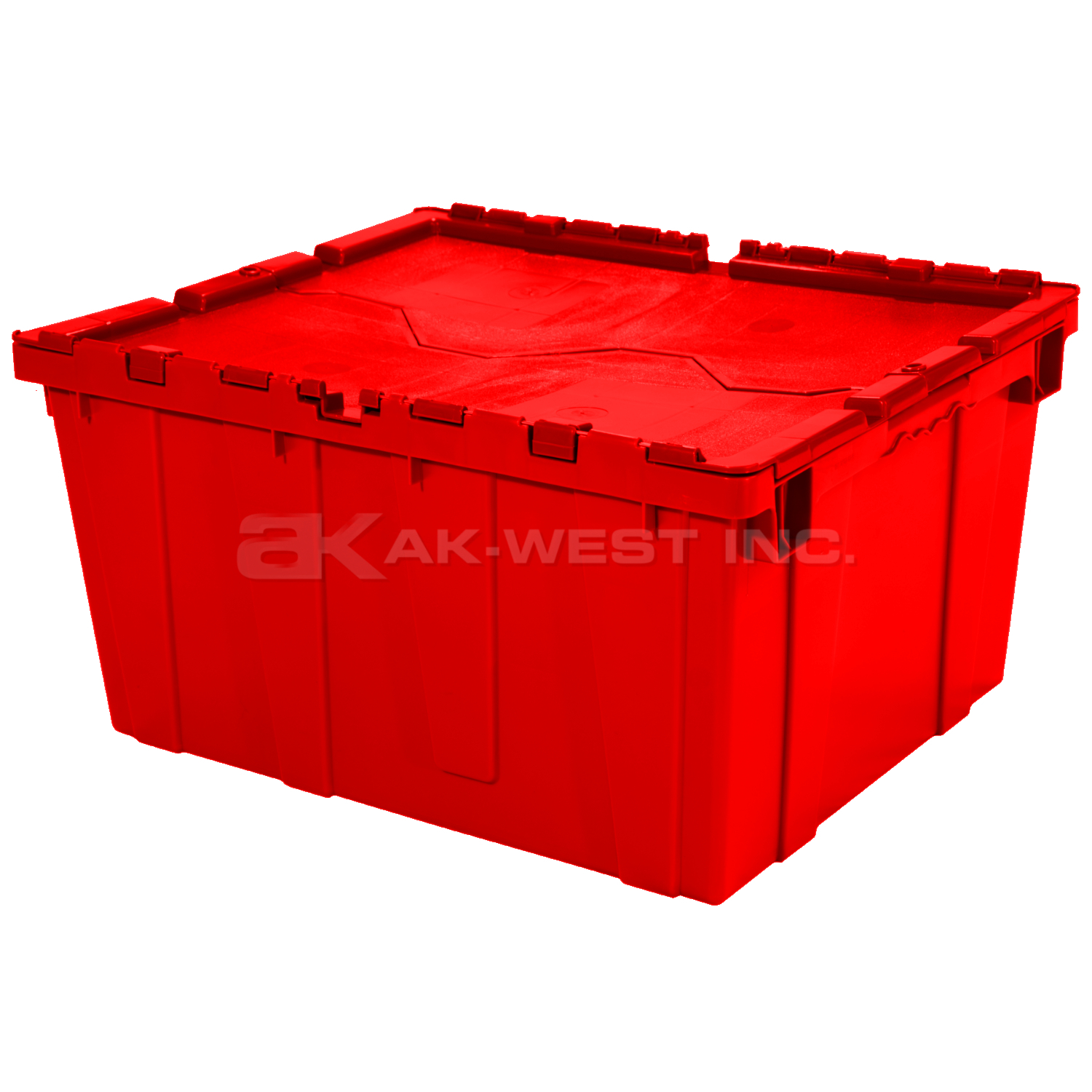Red, 24" x 20" x 12" Attached Lid Container, Traction Bottom