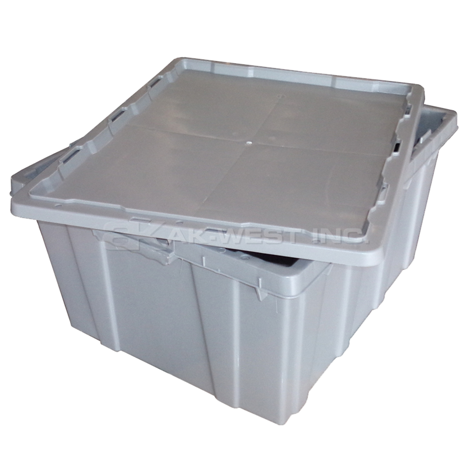 Grey, 24" x 20" x 12", Smooth Bottom, Detached Lid Container