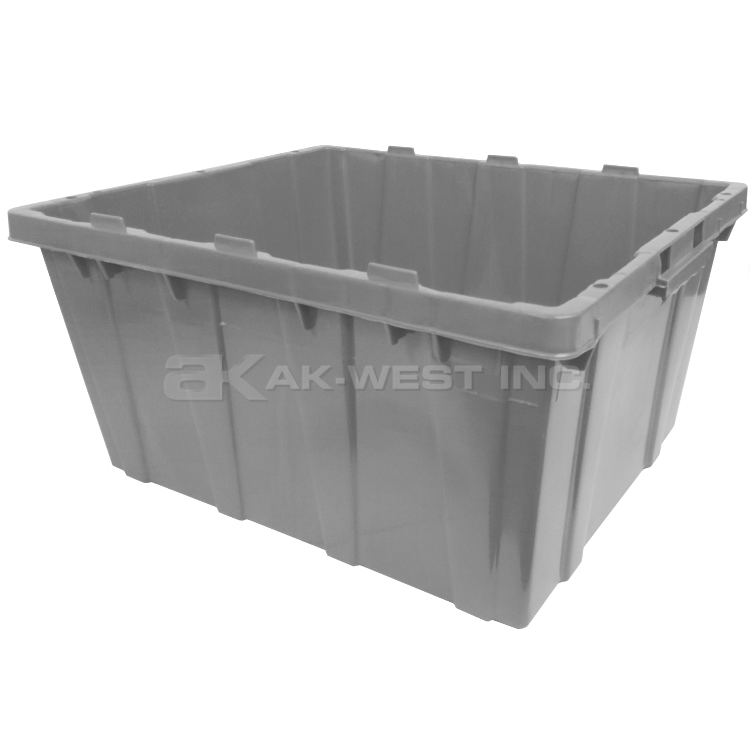 Grey, 24" x 20" x 12", Traction Bottom, Detached Lid Container - New