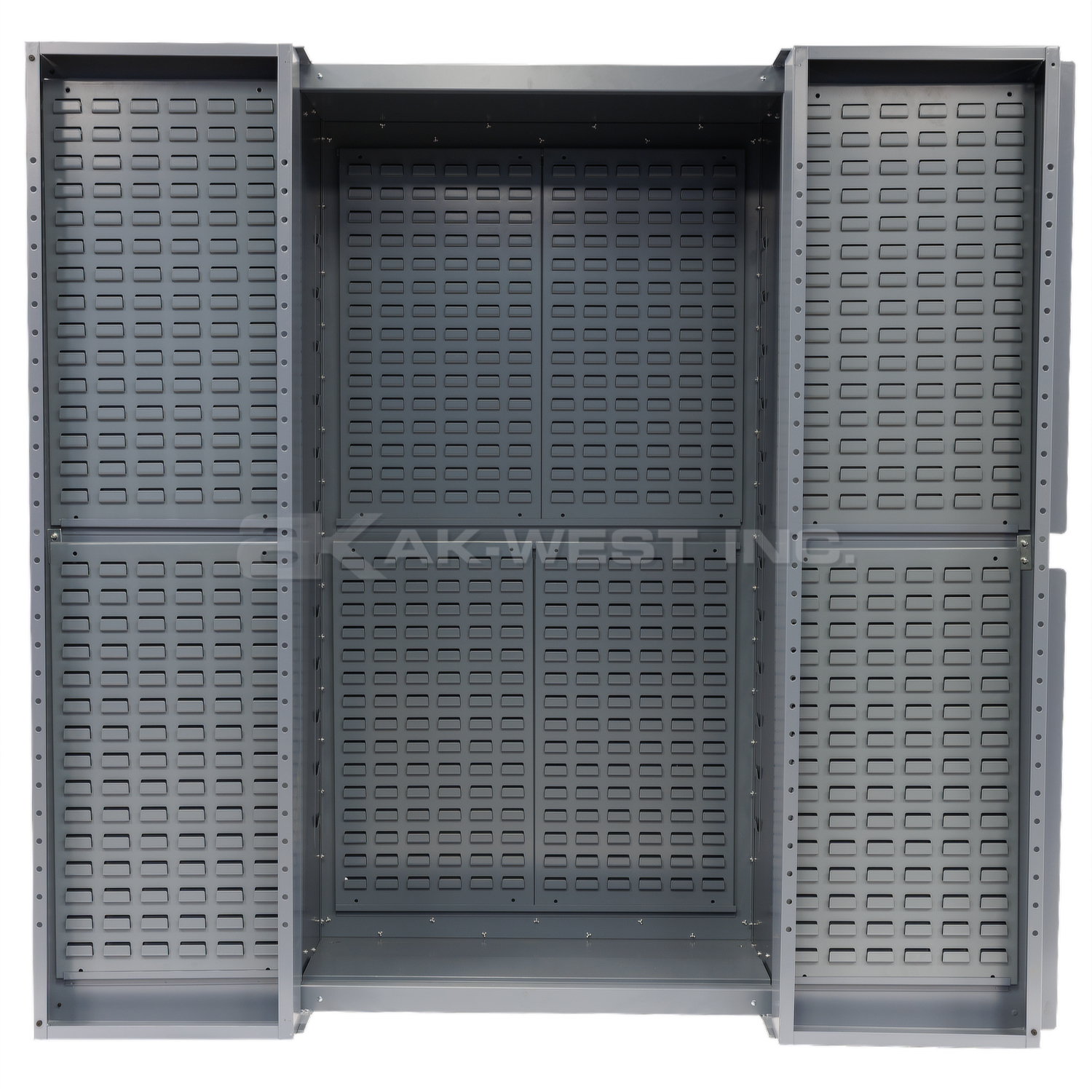 Grey, Storage Cabinet, Louvered Interior & Doors, 38"W x 24"D x 72"H, Assembled