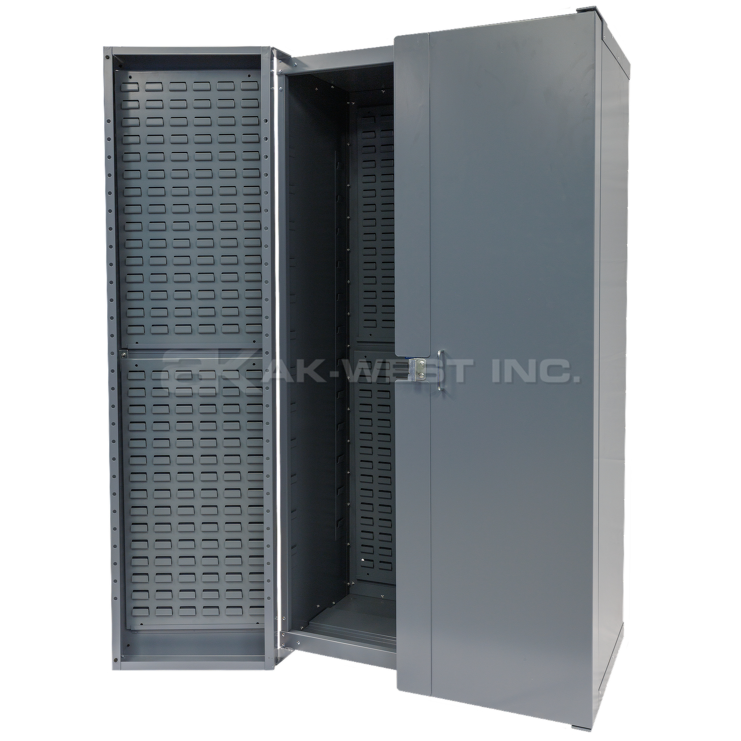 Grey, Storage Cabinet, Louvered Interior & Doors, 38"W x 24"D x 72"H, Assembled