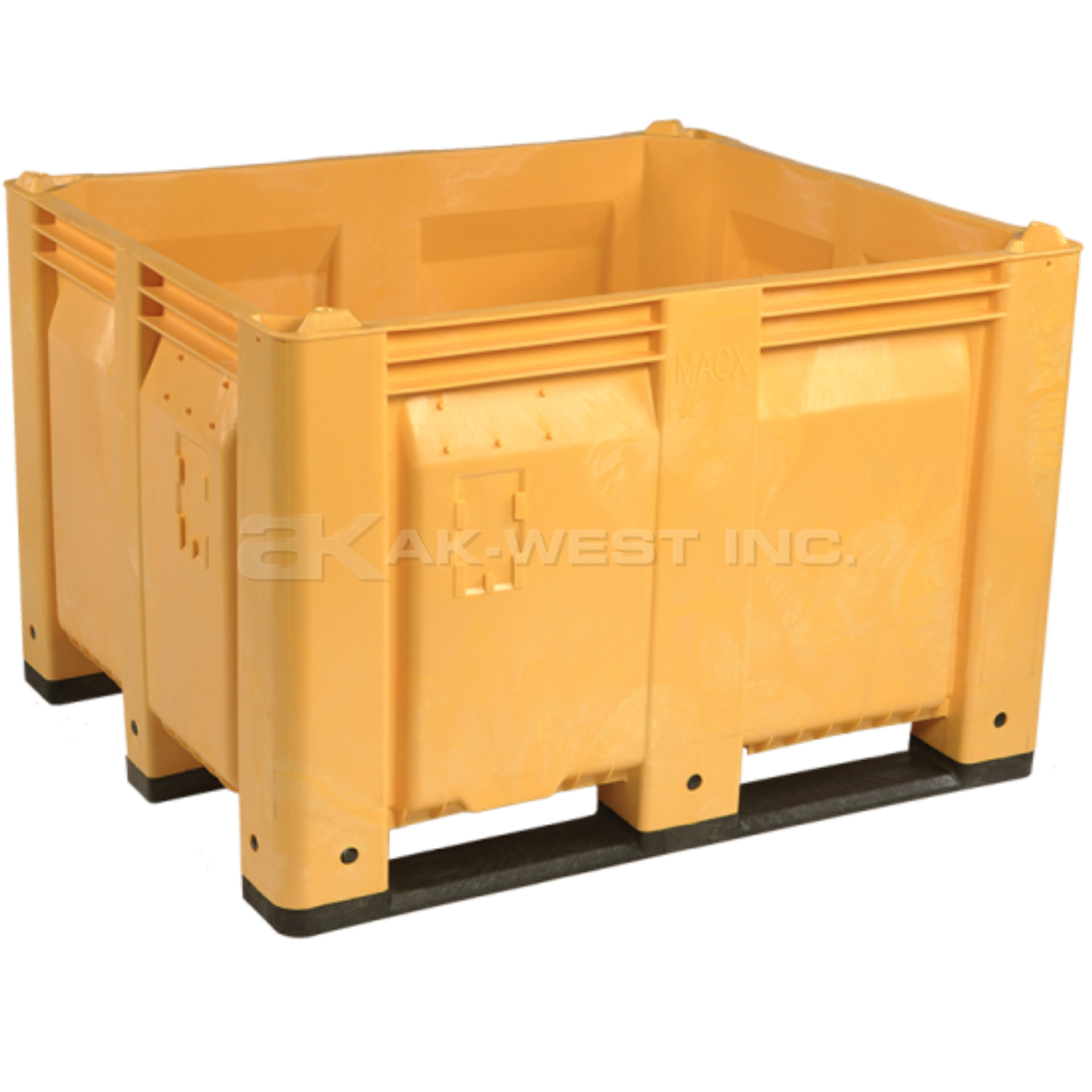Yellow, 48"L x 40"W x 31"H Bulk Container w/ Solid Sides, Long Side Runners