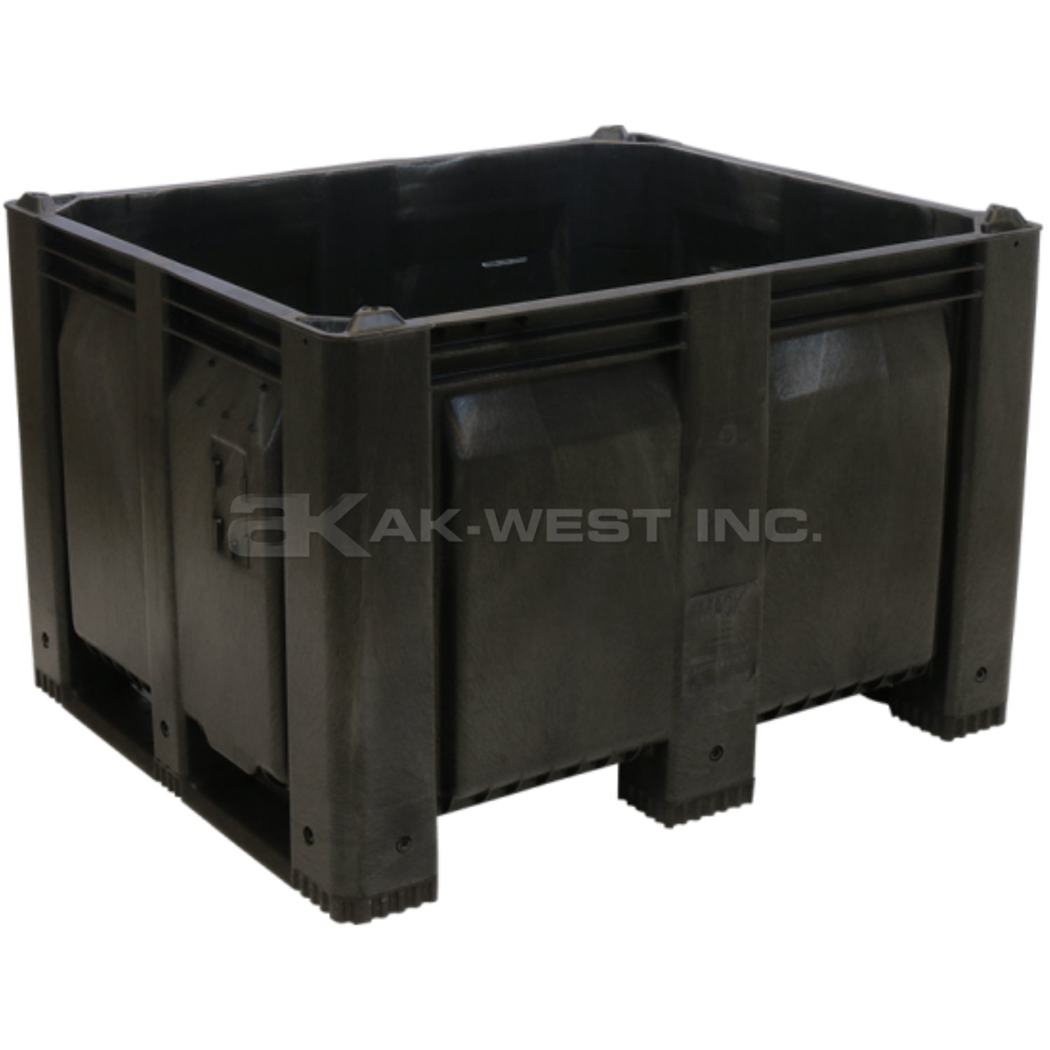 Black, 48"L x 40"W x 31"H Bulk Container w/ Solid Sides, Short Side Runners
