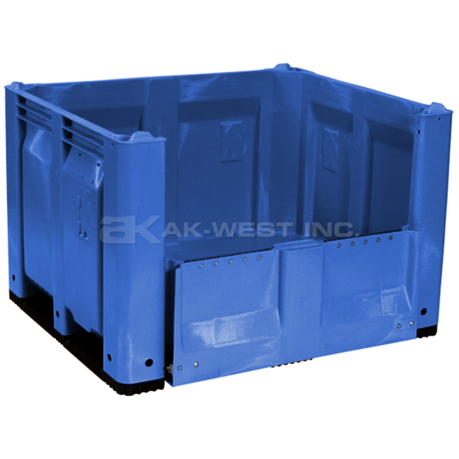 Blue, 48"L x 40"W x 31"H Bulk Container w/ Long Side Drop Door, Short Side Runners