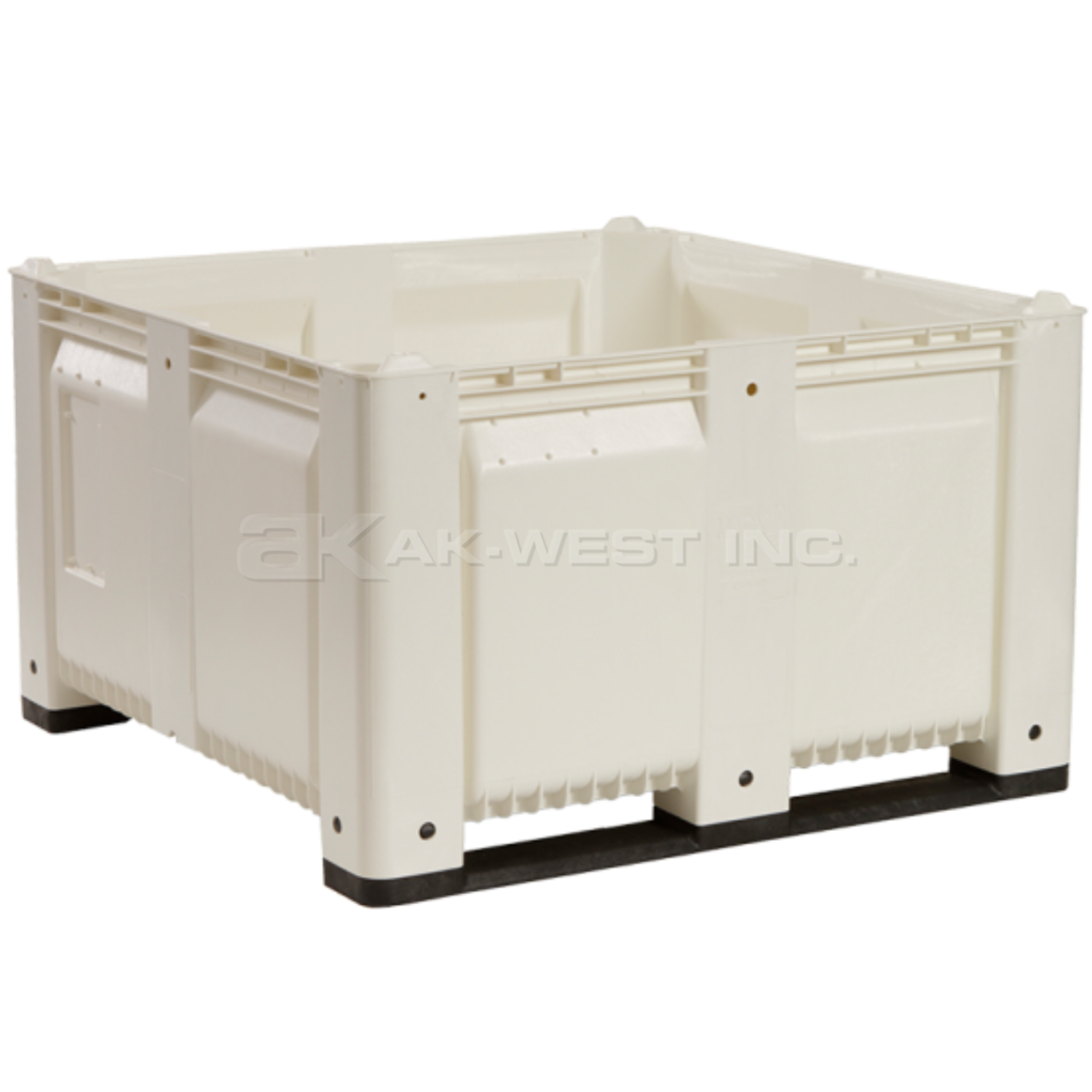 White, 48"L x 48"W x 28.5"H Bulk Container w/ Solid Sides and Base