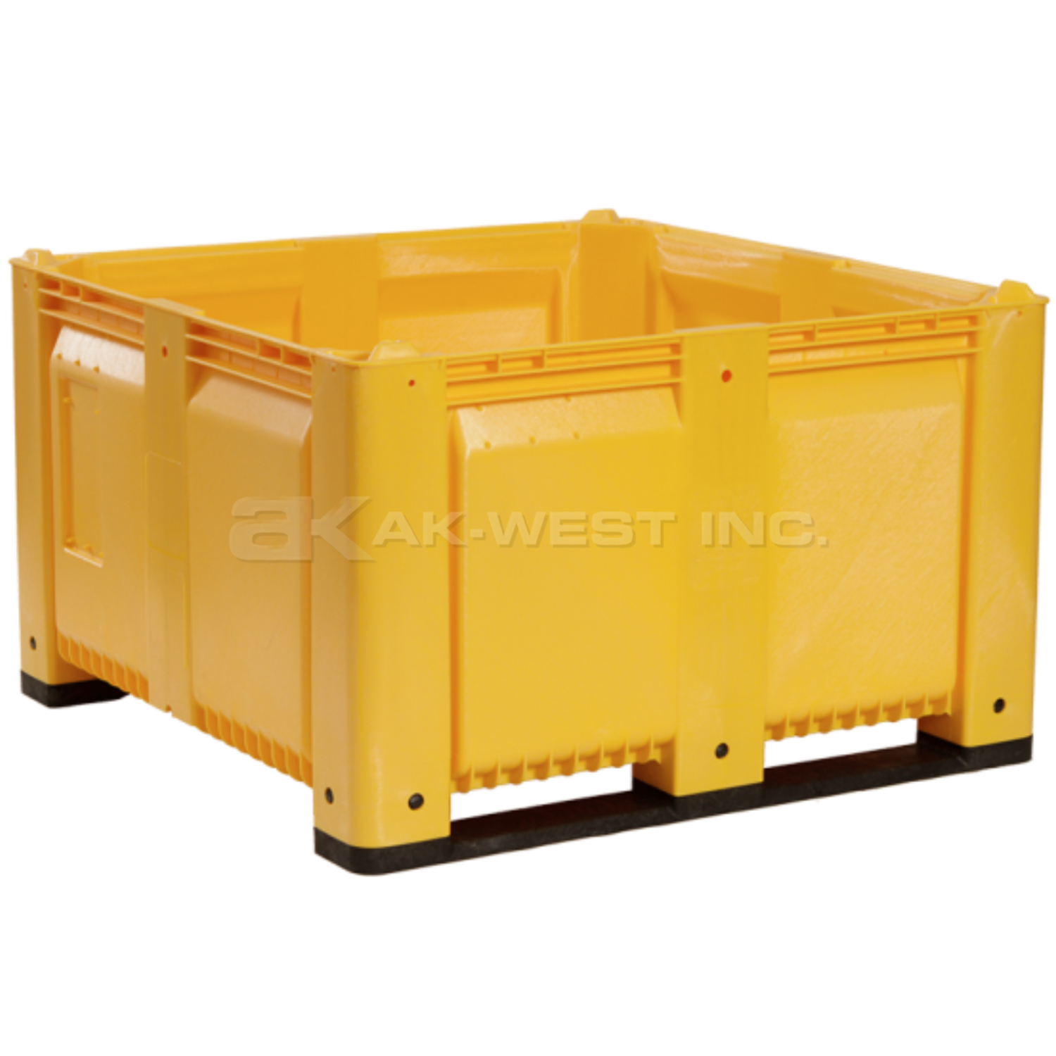 Yellow, 48"L x 48"W x 28.5"H Bulk Container w/ Solid Sides and Base