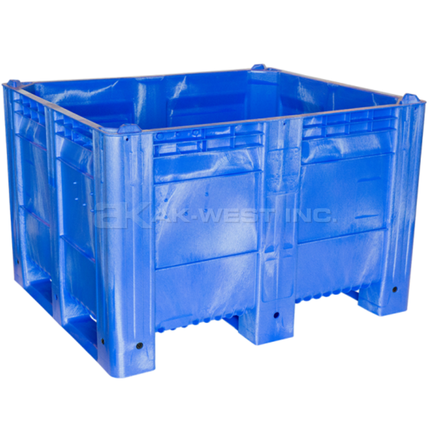 Blue, 48"L x 40"W x 31"H Bulk Container w/ Solid Sides, Short Side Runners