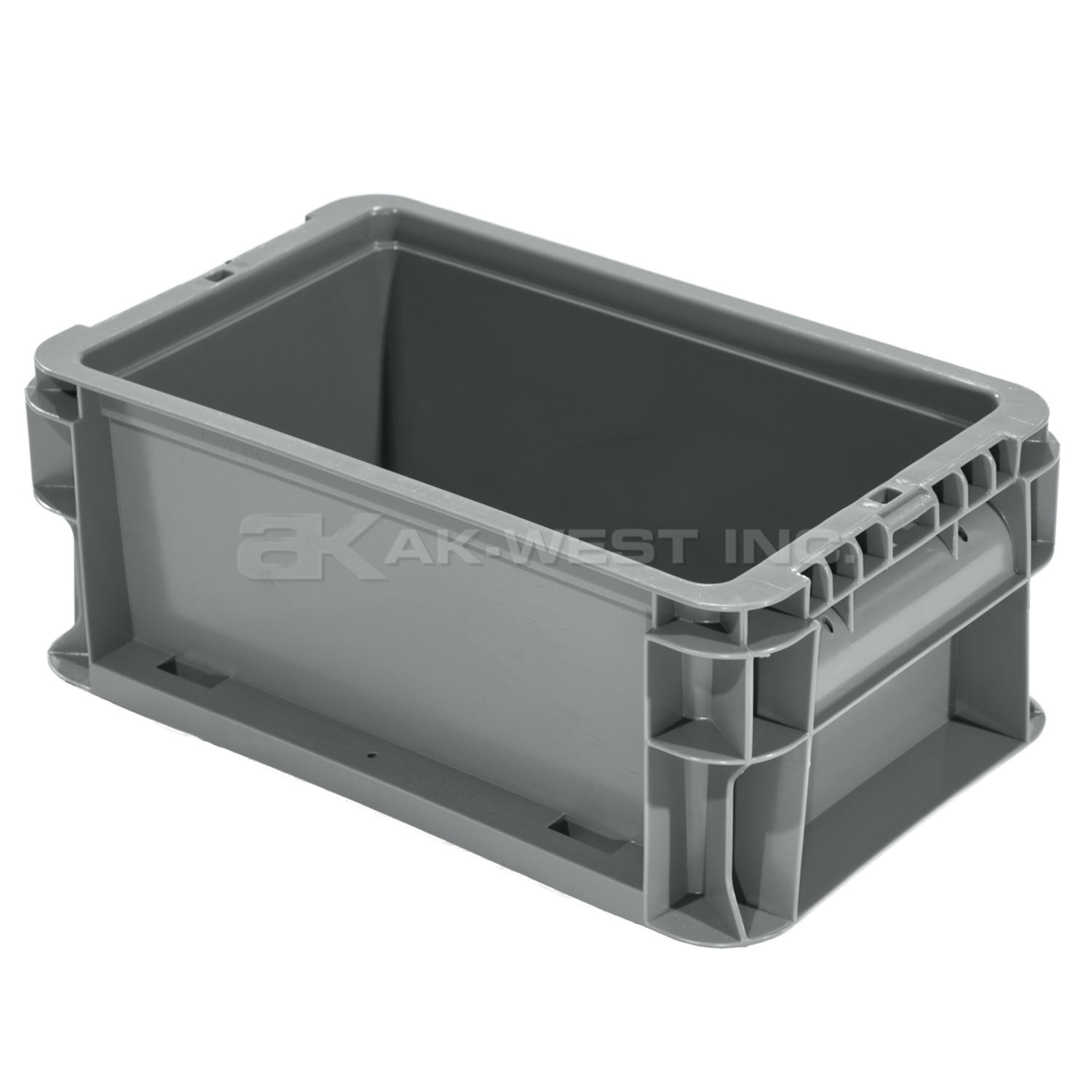 Grey, 12" x 7" x 5", Straight Wall Container
