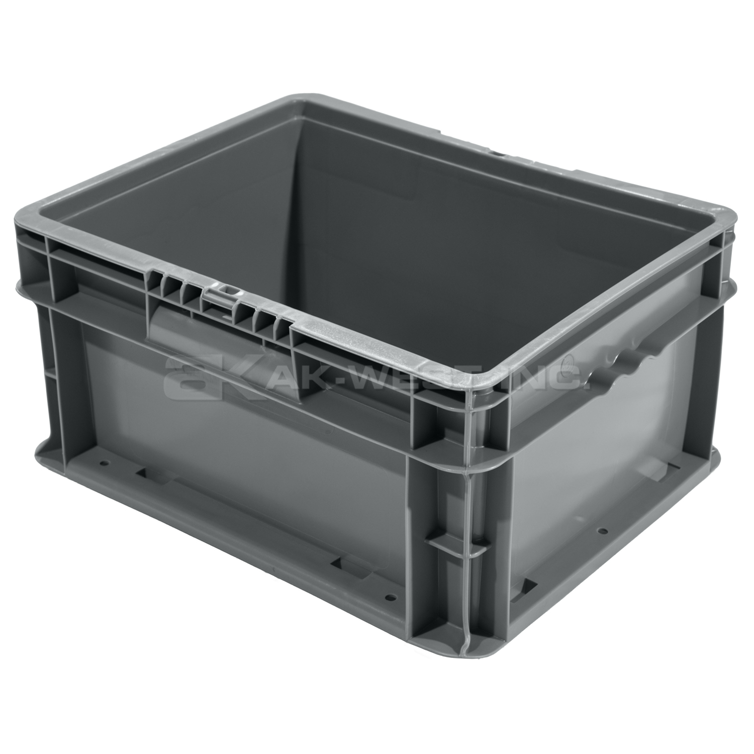 Grey, 15" x 12" x 7", Straight Wall Container
