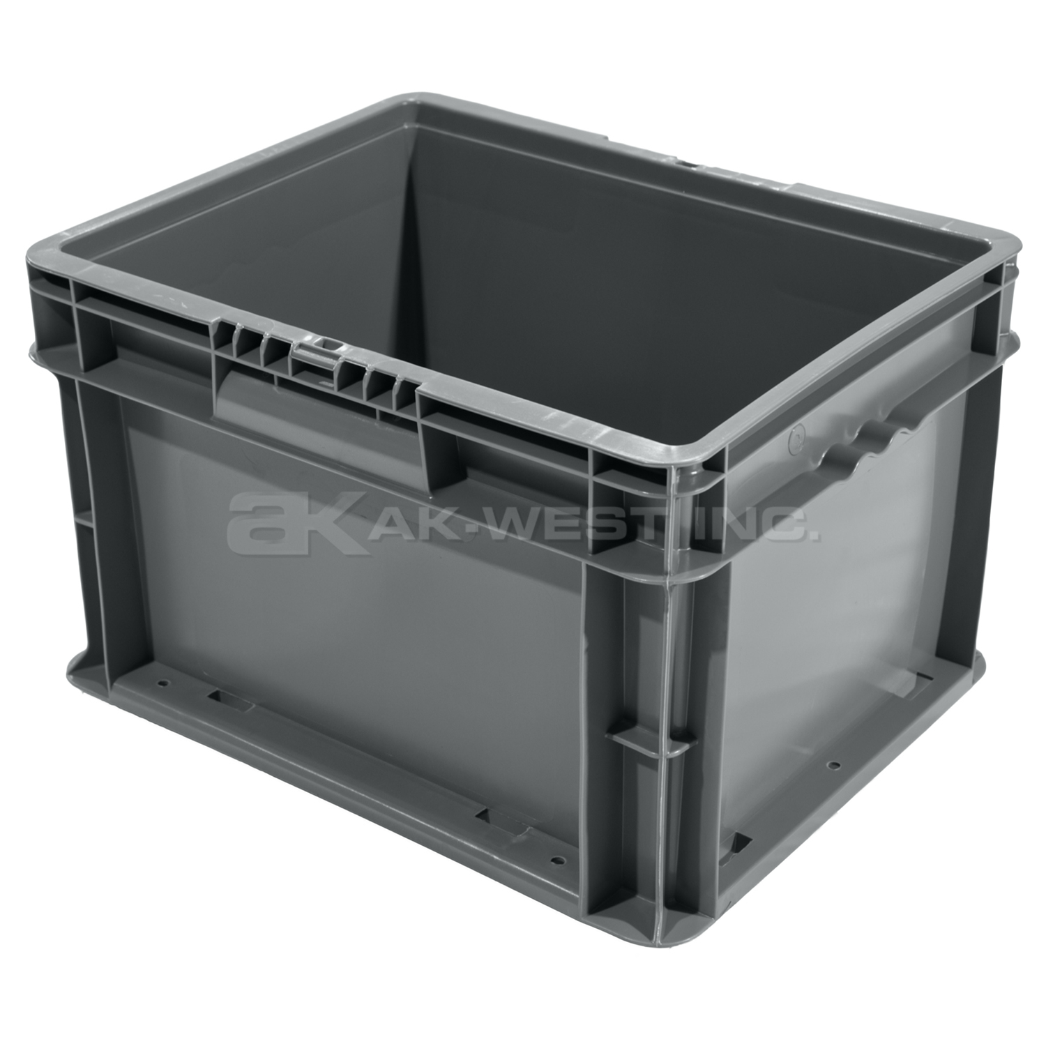 Grey, 15" x 12" x 9", Straight Wall Container