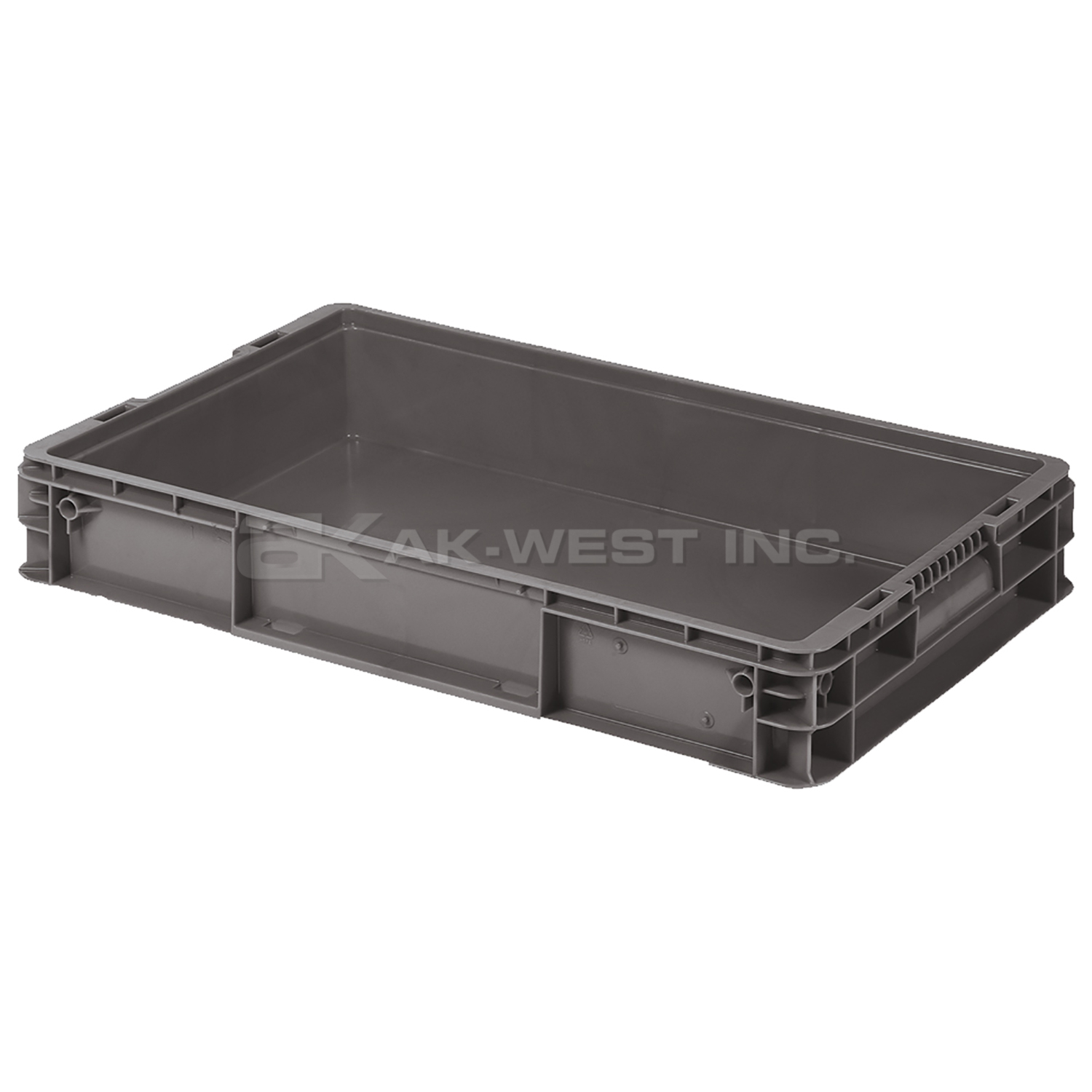 Grey, 24" x 15" x 4", Straight Wall Container