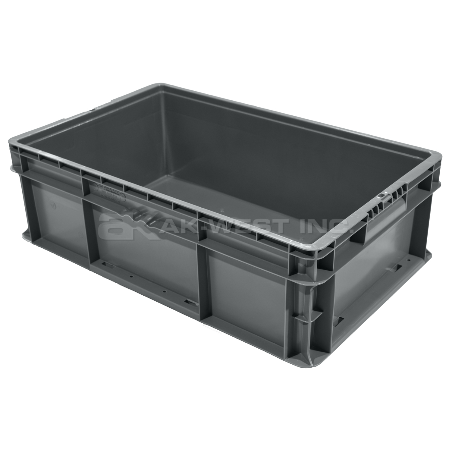 Grey, 24" x 15" x 7", Straight Wall Container