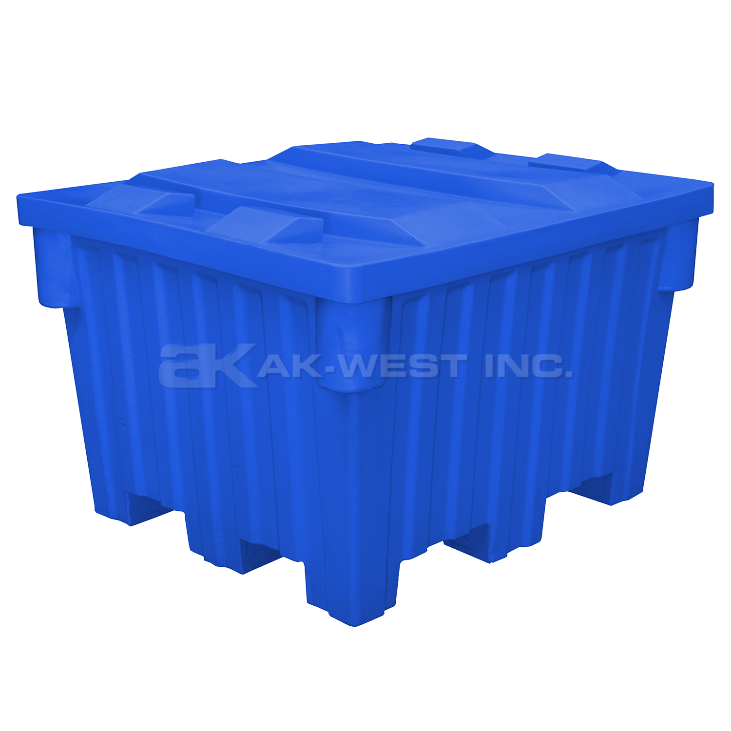 Blue, 48" x 42" x 30", 24 Cu. Ft., 1200lb Cap., Nesting Forklift Bin w/ Lid