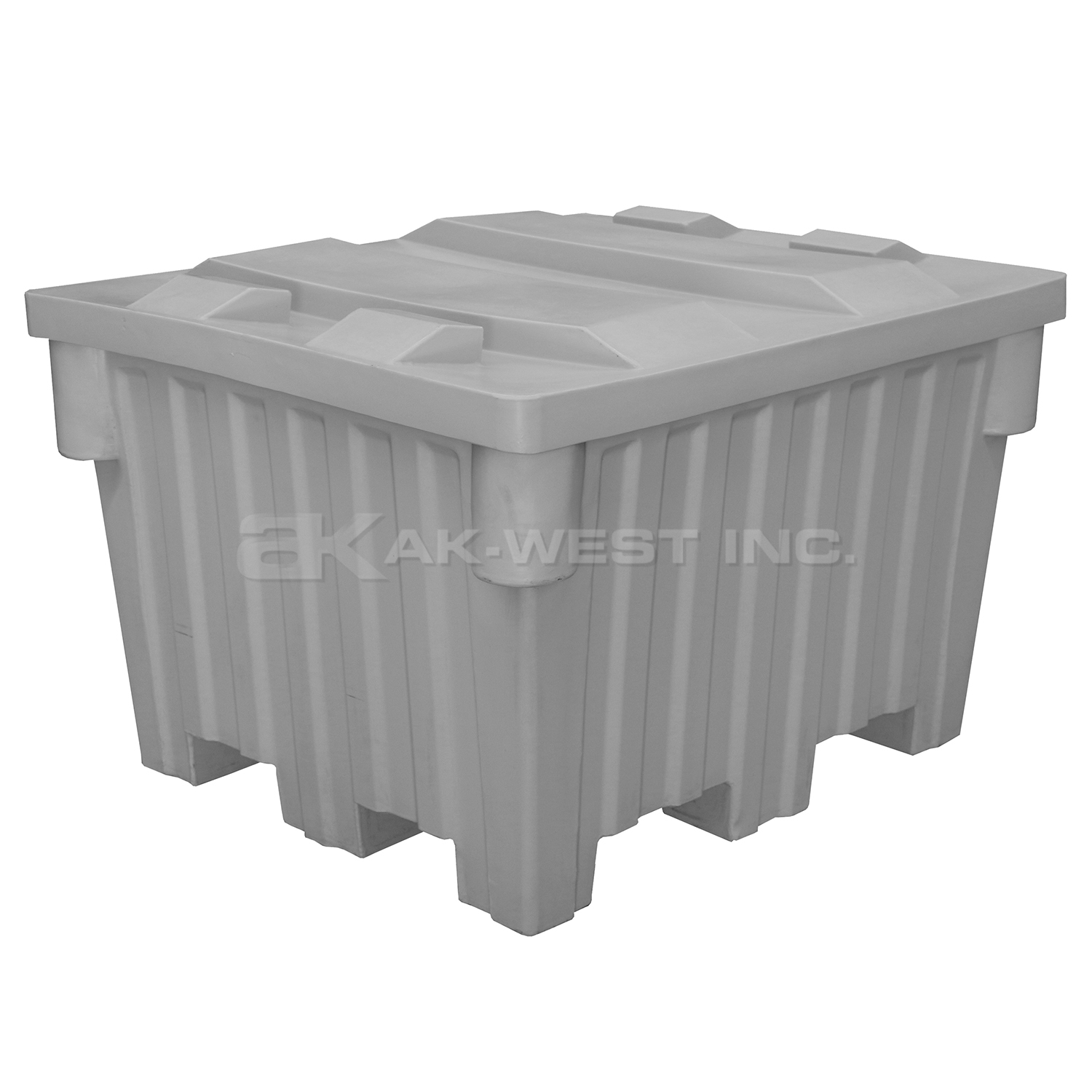 Grey, 48" x 42" x 30", 24 Cu. Ft., 1200lb Cap., Nesting Forklift Bin w/ Lid