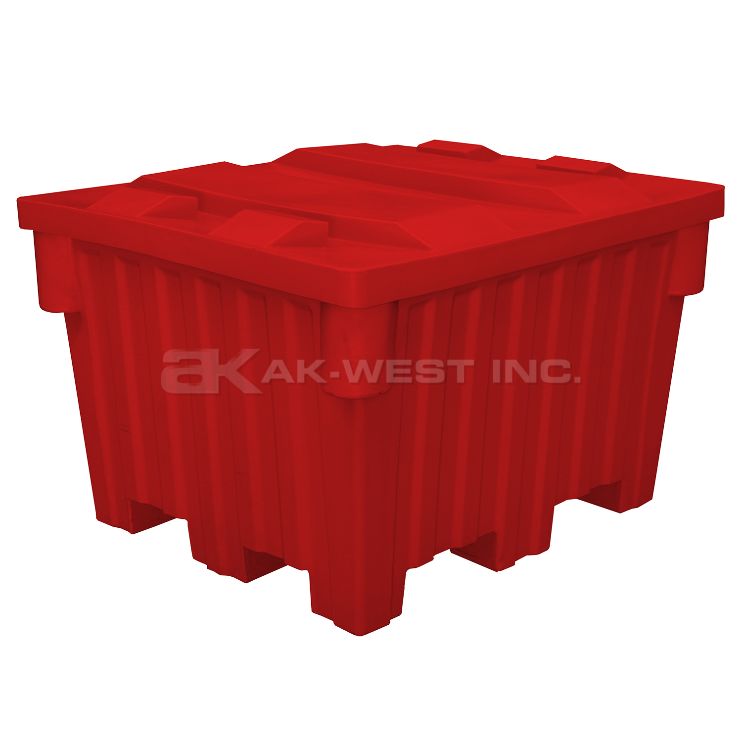 Red, 48" x 42" x 30", 24 Cu. Ft., 1200lb Cap., Nesting Forklift Bin w/ Lid