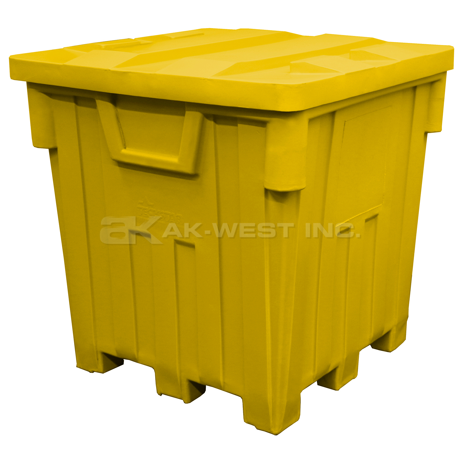 Yellow, 44" x 44" x 46", 38 Cu. Ft., 2000lb Cap., Nesting Forklift Bin w/ Lid