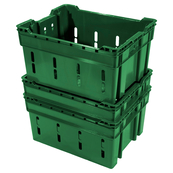 Green, 23-1/2" x 18-1/2" x 12-1/4", Ventilated Stack and Nest Container