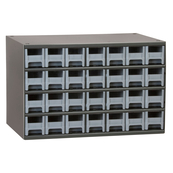 Grey, 17" x 11" x 11" Steel Modular Cabinet w/ 28 Drawers - Drawer Size 2-3/16" x 2-1/16" x 10-9/16"