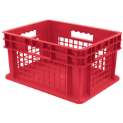 Red, 15-3/4" x 11-3/4" x 8-1/4", Vented Side/Solid Base, Straight Wall Container (12 Per Carton)