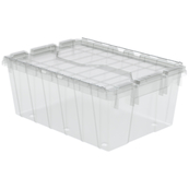 Clear, 21" x 15" x 9" Attached Lid Container, Traction Bottom (6 Per Carton)