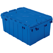 Blue, 21" x 15" x 9" Attached Lid Container, Traction Bottom (6 Per Carton)