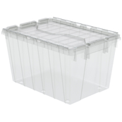 Clear, 21" x 15" x 12" Attached Lid Container, Traction Bottom