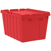 Red, 21" x 15" x 12" Attached Lid Container, Traction Bottom (6 Per Carton)