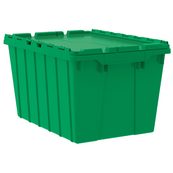 Green, 21" x 15" x 12" Attached Lid Container, Traction Bottom (6 Per Carton)