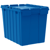 Blue, 21" x 15" x 17" Attached Lid Container, Traction Bottom (3 Per Carton)