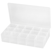Clear, 11" x 6-3/8" x 2-1/2", 15 Compartments, Utility Box (6 Per Carton)