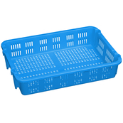 Lt. Blue, 19"L x 13"W x 4"H Stack and Nest Container w/ Vented Sides and Base