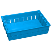 Lt. Blue, 19"L x 13"W x 5"H Stack and Nest Container w/ Vented Sides and Solid Base