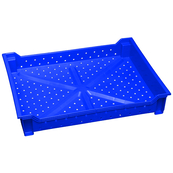Blue, 24"L x 18"W x 4"H Stackable Tray w/ Vented Sides and Base