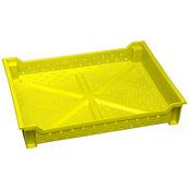 Yellow, 24"L x 18"W x 4"H Stackable Tray w/ Vented Sides and Base