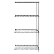 Grey, 12"D x 36"W x 54"H, 4 Shelf, Wire Shelving Adder Kit